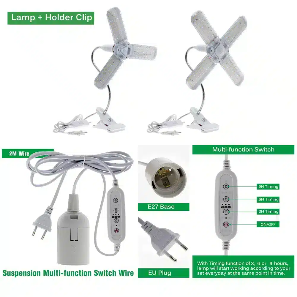24W-36W-48W-Foldable-LED-Grow-Light-Full-Spectrum-E27-Plant-Growing-Light-Phytolamp-Bulb-For-3 מנורת גידול LED מתקפלת לצמחים בעלת ספקטרום אור מלא 24W 36W 48W - מומלץ למגדלים !