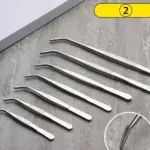 Stainless-Steel-Tweezers-with-Curved-Pointed-Serrated-Tip-Home-Medical-Dental-Garden-Daily-Kitchen-Precision-Tweezer-4 מלקחיים פינצטה איכותית מנירוסטה מעוגלת / ישרה לטיפול בצמחים (גדלים שונים 14 עד 20 ס”מ)