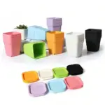 10PCS-Gardening-Mini-Small-Square-Pot-Seven-Colors-Flower-Pot-Succulent-Pot-Little-Black-Square-Plastic מארז 10 עציצים צבעוניים ודקורטיביים לבית ולמשרד - כולל תחתית לכל עציץ | קוטר 7 סמ