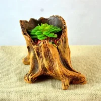 Cute-Mini-Wooden-Cement-Plant-Flower-Pot-Garden-Home-Office-Decor-Planter-Small-Bonsai-Pots-Home-2 עציץ דמוי גזע עץ ריאליסטי לבונסאי וסוקולנטים עשוי שרף (Resin) - עיצוב כפרי דקורטיבי לשולחן
