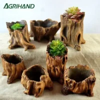 Cute-Mini-Wooden-Cement-Plant-Flower-Pot-Garden-Home-Office-Decor-Planter-Small-Bonsai-Pots-Home עציץ דמוי גזע עץ ריאליסטי לבונסאי וסוקולנטים עשוי שרף (Resin) - עיצוב כפרי דקורטיבי לשולחן