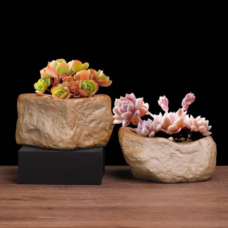 kf-S27be78876cd3490a809860153fba6f73c-Ceramic-Stone-Shape-Small-Plants-Pot-Succulent-Plant-Flower-Pot-Bonsai-Cactus-Home-Living-Room-Decor עציץ בצורת אבן מקרמיקה איכותית- מתאים לסוקולנטים וקקטוסים בעיצוב נורדי לבית ולמשרד