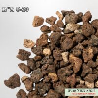 טוף חצץ לבה 5-20 טוף אבני לבה אדומות (סקוריה) - סלע געשי לעציצים או לגינה מגוון גדלי אבן + טוף טחון