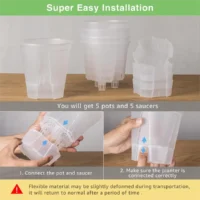 kf-Sf19e3d9761464c6caaa633cbd7852c4fk-6-Inch-Transparent-Plastic-Garden-Pots-Self-Watering-Planters-5-Pack-Plastic-Nursery-Plant-Pots-with.webp 5 יח' עציצים חכמים שקופים עם השקיה תחתית לשתילה וגידול צמחים מיוחדים