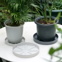 kf-S79255e1348bc4baaa29a2249e6346c52L-Plastic-Round-Flower-Pot-Drip-Tray-Plant-Tray-Durable-Thicker-Anti-Rot-Root-For-Indoors-Outdoors תחתית ניקוז עגולה מפלסטיק עם הגבהה לעציצים - הפתרון המושלם למניעת ריקבון שורשים ולאוורור מיטבי