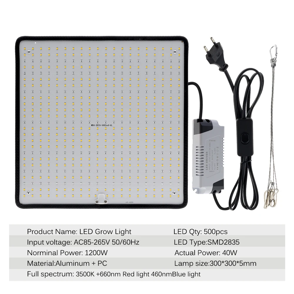 kf-S5b89a3f9fc9543578e93a2f87d42c5d7G-LED-Grow-Light-Full-Spectrum-Phyto-Lamp-AC85-240V-40W-For-Indoor-Grow-Tent-Plants-Growth.webp מנורת גידול LED מקצועית לצמחים 1200W ספקטרום אור מלא בכיסוי עד 3 מר