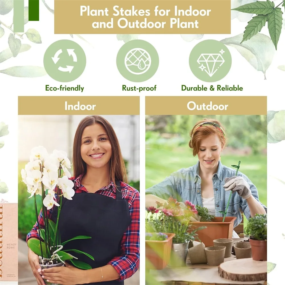 kf-S63614dd5e5394ff08daedcfc425147ddU-Plant-Stakes-Plant-Support-Stakes-Suitable-for-Indoor-Outdoor-Plants-Green-Plant-Stick-Support-Potted-Plants סט 15 מוטות תמיכה מקצועיים עם קליפסים - מושלם לסחלבים ולשאר צמחי הבית והגינה הדורשים תמיכה