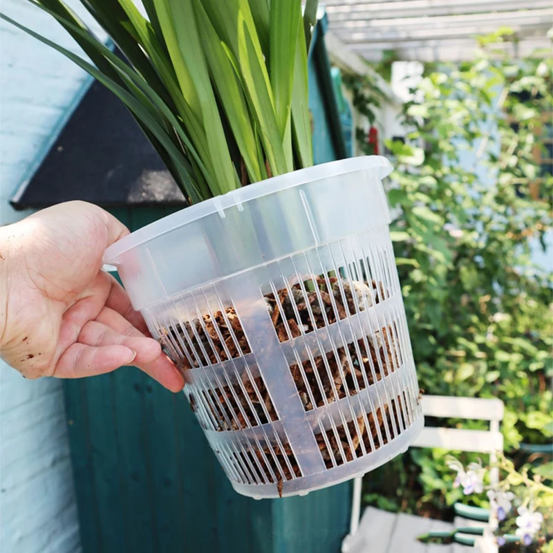kf-S149fb29806694a108283d60d6629c558T-11-14cm-Mesh-Pot-Root-Control-Transparent-Flowerpot-For-Orchid-Flower-Breathable-Growth-Container-Garden-Plastic עציץ סחלבים מקצועי (Orchid Pot) עם מערכת ניקוז חכמה - פלסטיק שקוף עם חורי ניקוז מוגברים לאוורור שורשים מקסימלי ובריא