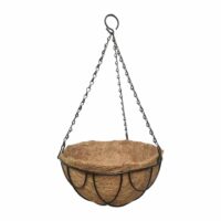 Wire-Hanging-Basket-with-Coco-Liner-25cm-024224100100 סלסלת קוקוס לתליה הכוללת מילוי קוקוס טבעי - הפתרון המושלם לגינון אורבני ידידותי לסביבה