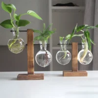 kf-Sc8aa9d8cddb145448d0289fe16e1b6a94-Creative-Glass-Desktop-Planter-Bulb-Vase-Wooden-Stand-Hydroponic-Plant-Container-Decor-Home-Tabletop-Decor-Vases סט זוג עציצי בועה מזכוכית מעוצב עם מעמד עץ - הדרך האלגנטית לגדל צמחים במים