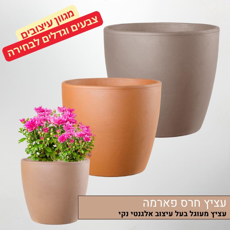 עציץ חרס פארמה מעוגל