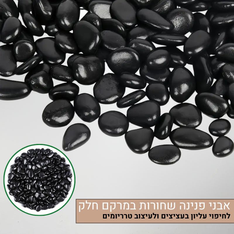 אבני פנינה שחורות במרקם טבעי וחלק אבני פנינה שחורות במרקם טבעי וחלק