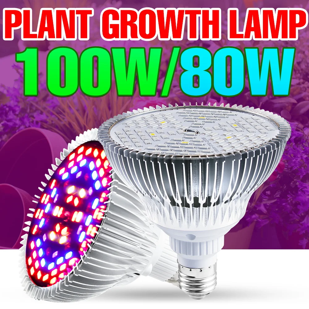מנורת LED לגידול צמחים - ספקטרום אור מלא לגידול וצמיחה מושלמת E27 (אור סגול)