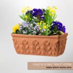 אדנית טרקוטה רומא בעיצוב מעוטר קלאסי אדנית רומא מחרס טרקוטה בעיצוב אלגנטי איטלקי מעוטר