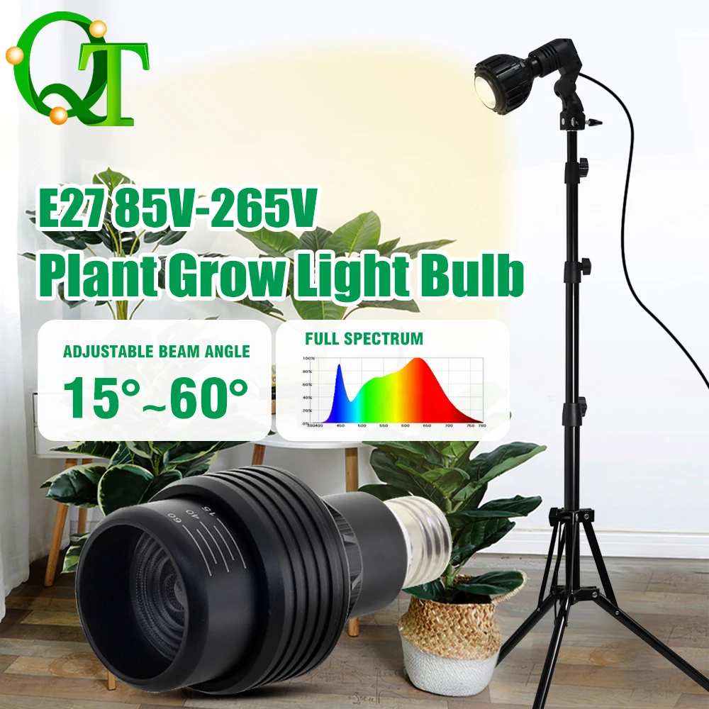 kf-S524ecb3370d141f982d3c52362432966w נורת תאורה לצמיחת צמחים LED 4000K/6000K 12W/24W E27 מהירות התאורה מתכווננת זווית תאורה פנימית ירקות פירות צמחים