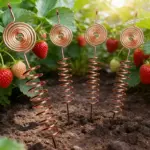 lectroplated copper garden antenna kit אנטנת נחושת Electroculture מיוחדת לצמחים - מוט נחושת בעיצוב ספירלה 25 ס"מ
