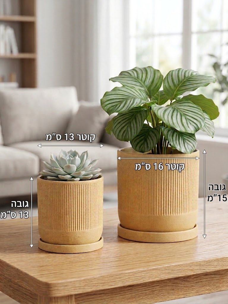 עציץ קרמי בצבע חול3 עציץ קרמי בצבע חול3